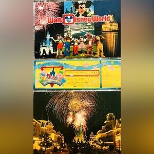Walt Disney World Vintage New Postcards & 1- 15 Year Birthday Celebration Ticket